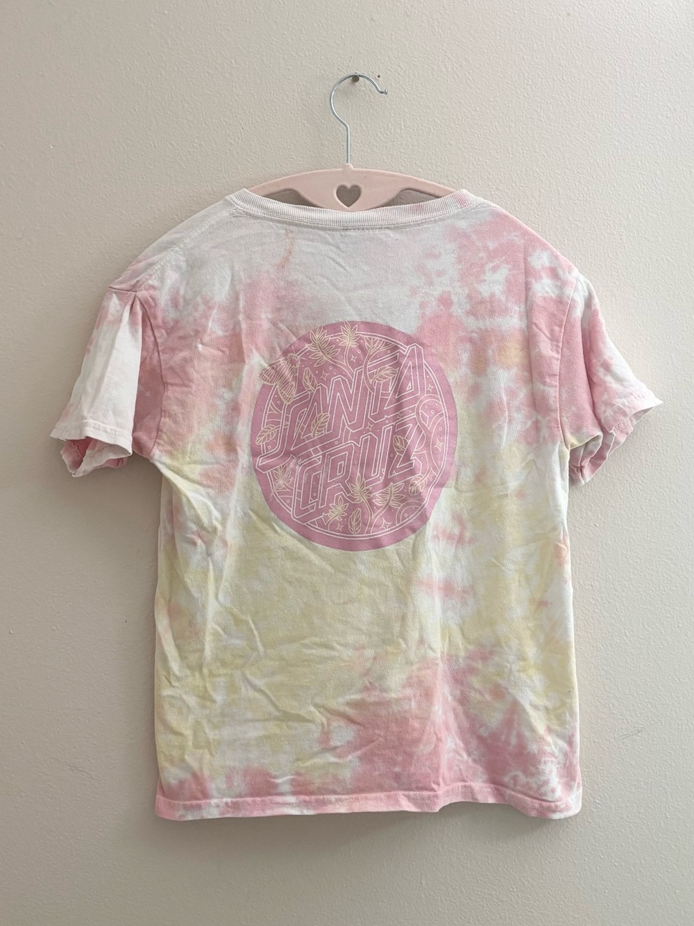 5/$15 🩷 Santa Cruz Skateboards Pink & White Tie-Dye Crew - Picture 5 of 6